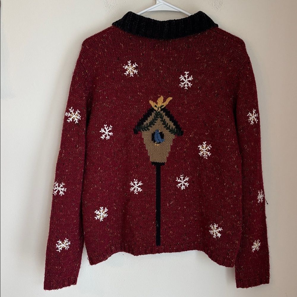 Vintage 2001 Christopher & Banks Festive Hand Embroidered Cardigan Sweater large - Picture 8 of 11
